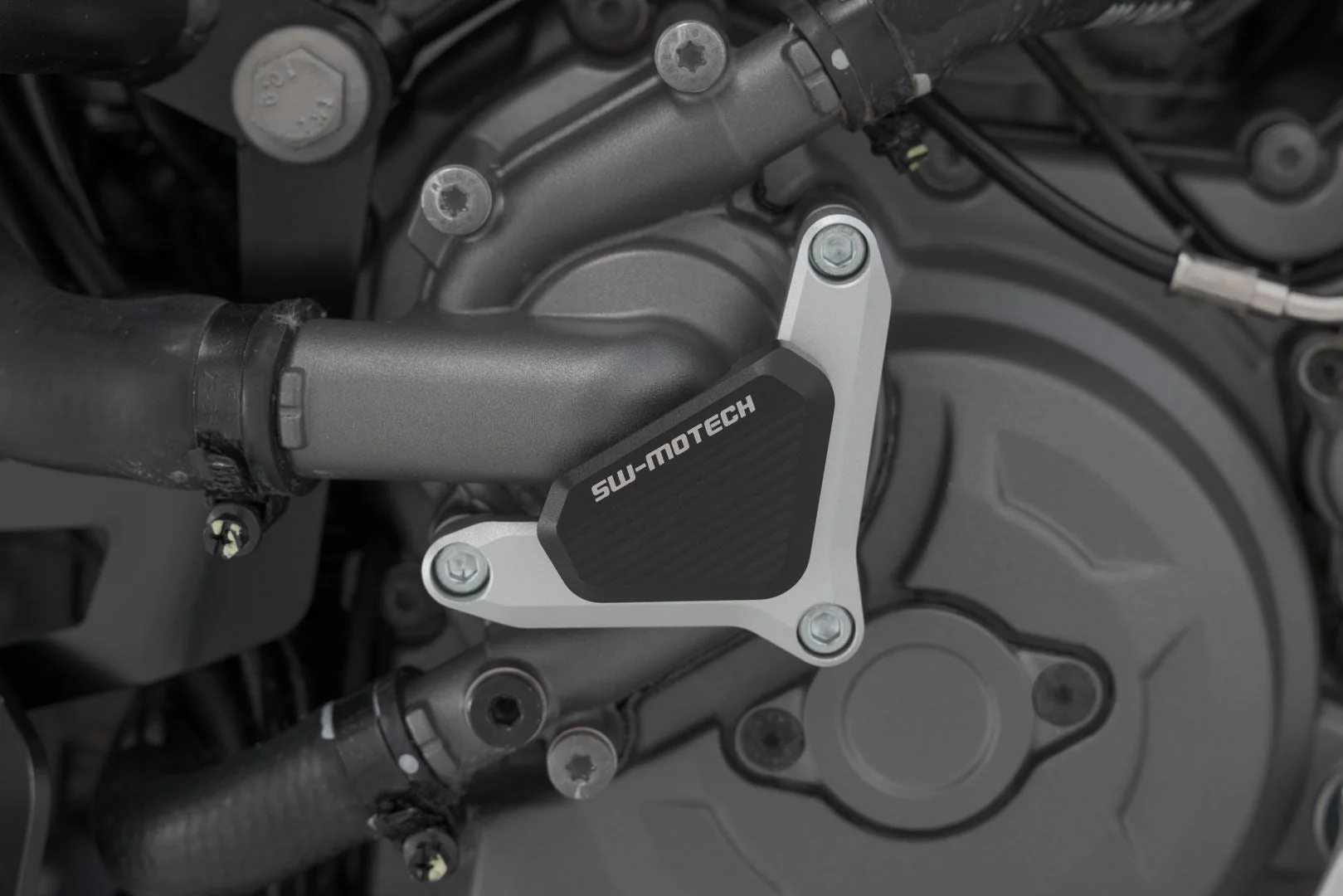 Water pump protection Ducati models. Silver/black